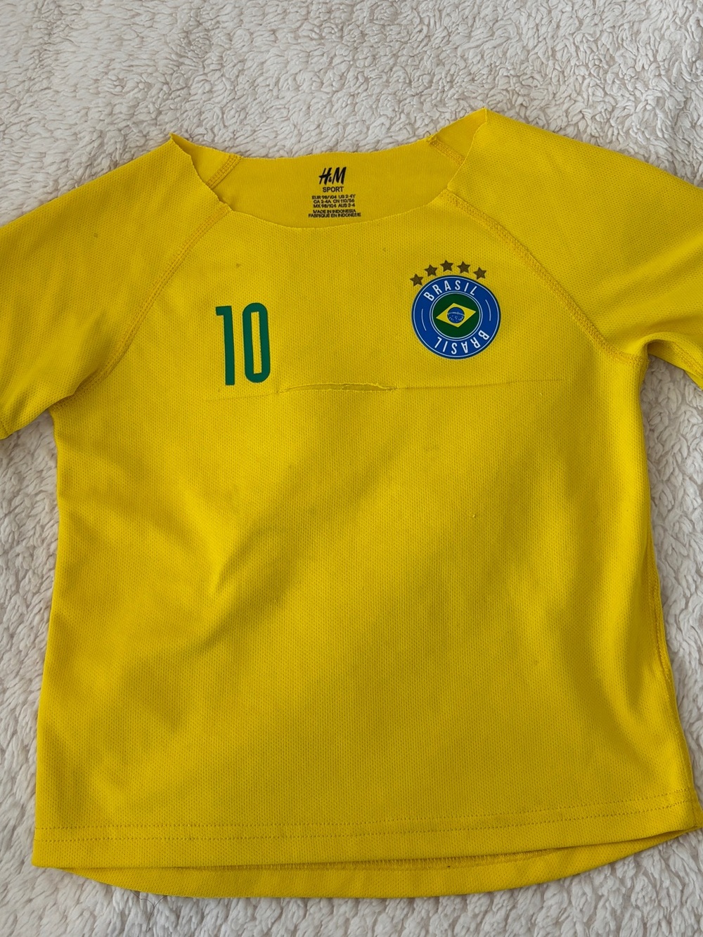 Baby tee Yellow Brazil Football Jersey Top with Green Trim
